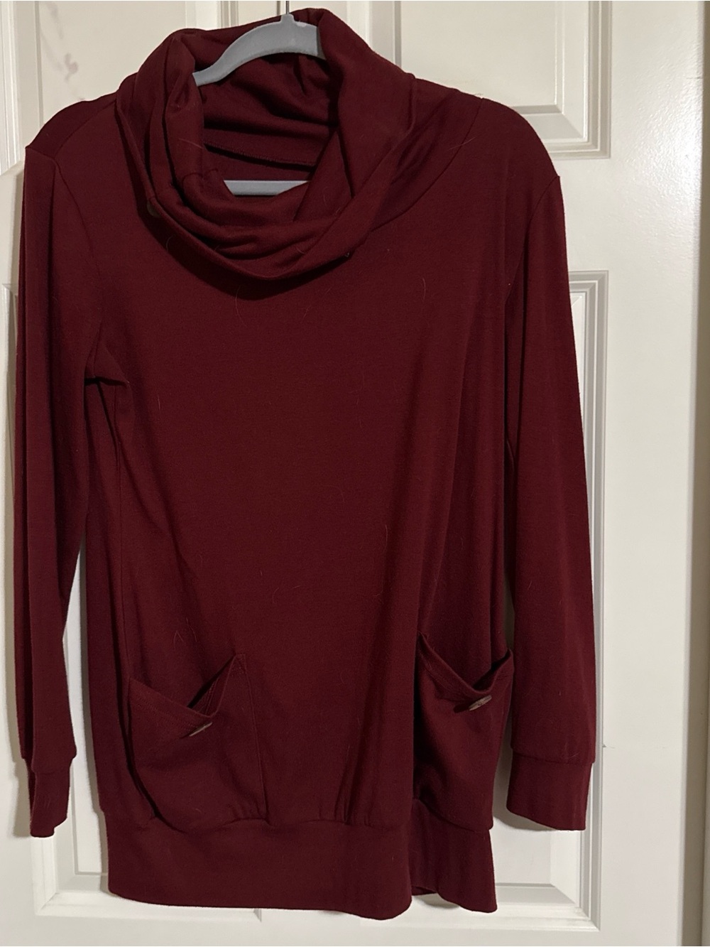 Source Unknown Burgundy Cowl Neck Sweater Tunic